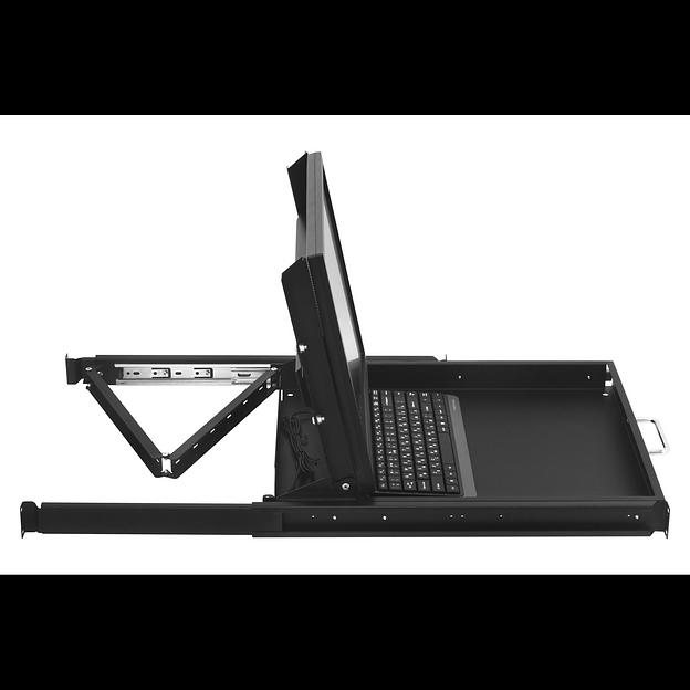 Полка выдвижная с монитором 19" и клавиатурой в шкафы глубиной 1200мм (глубина полки 950мм), цвет черный фото 5