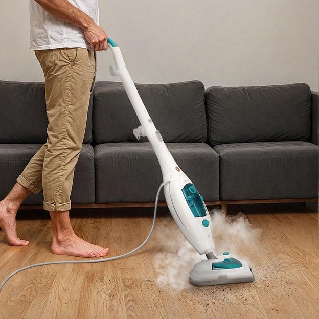 Швабра паровая Kitfort КТ-3908 1300Вт белый/бирюзовый фото 6