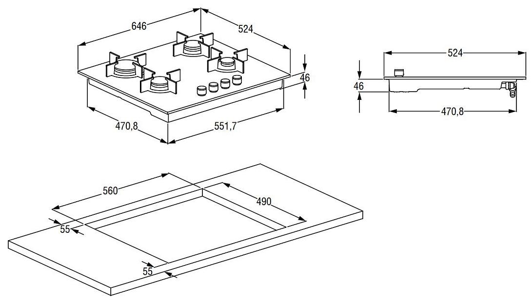 Газовая варочная поверхность Beko HINW64229S черный фото 2