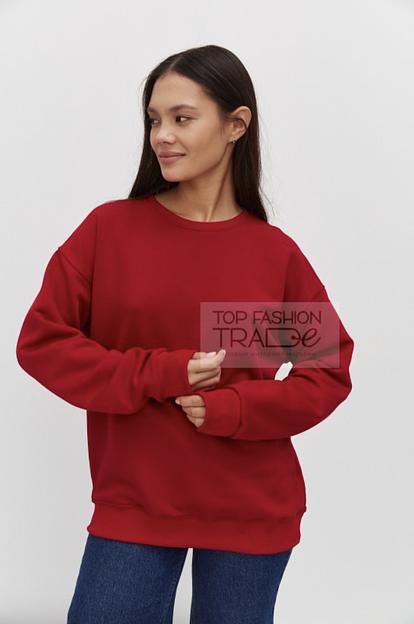 Свитшот женский трехнитка петля базовый красный SWT06-5 фото 2