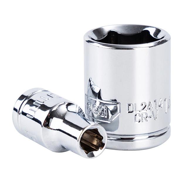 Ключи Deli Набор торцевых головок с трещоткой 12 предметов Deli DL0012T 1/4» (10 торцевых головок (5,6,7,8,9,10,11,12,13,14 мм), удлинитель, трещотка 45 зубьев, сталь 50BV30 фото 3