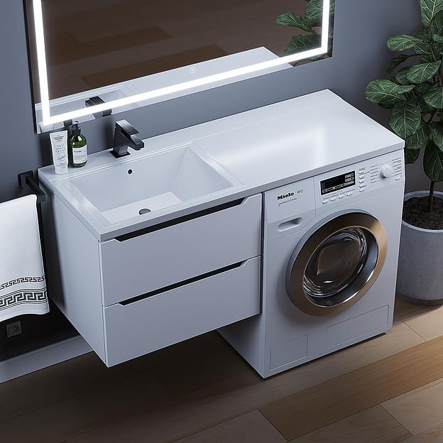 Тумба под стиральную машину Uperwood Tanos 60 см, подвесная, белый/графит фото 2