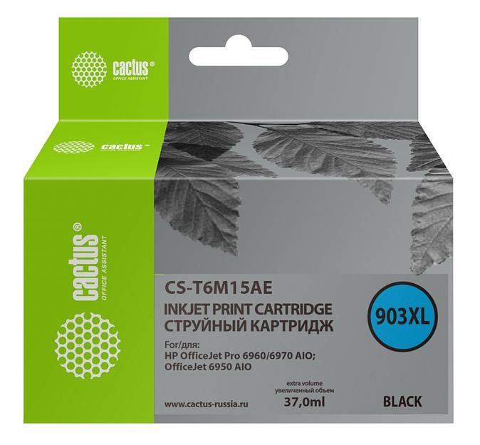 Картридж струйный Cactus CS-T6M15AE №903XL(есть ограничения по прошивке) черный (37мл) для HP OJP 6950/6960/6970 фото 1
