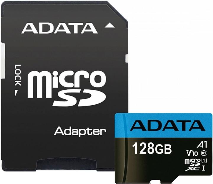 Флеш карта microSDHC 128Gb Class10 A-Data AUSDX128GUICL10A1-RA1 + adapter фото 2