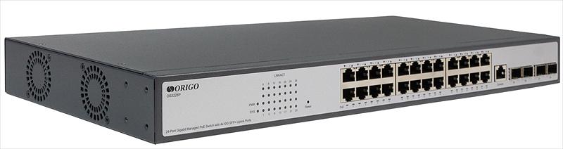 Коммутатор ORIGO Managed L3 Switch 24x1000Base-T PoE, 4x10GBase-X SFP+, PoE Budget 370W, RJ45 Console, 19" w/brackets (OS3228P/370W/A1A) фото 1