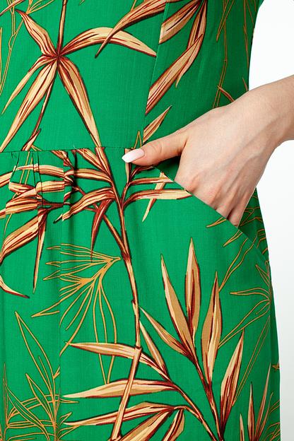 Платье штапель 6021/01/Зеленый, горчичный фото 3