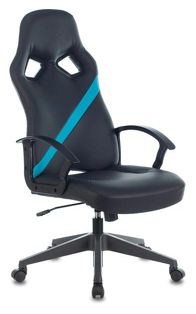 Кресло игровое Бюрократ ZOMBIE DRIVER черный/голубой искусственная кожа с подголов. крестовина пластик фото 5