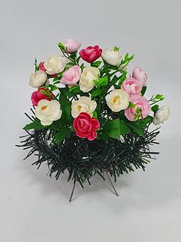 Искусственные цветы - ритуальная корзина «Полянка классик» ОПТ фото 1