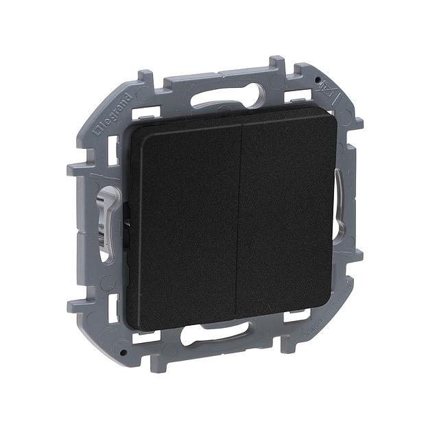 Выключатель двухклавишный Legrand Inspiria 673623 10 AX 250 В антрацит фото 1