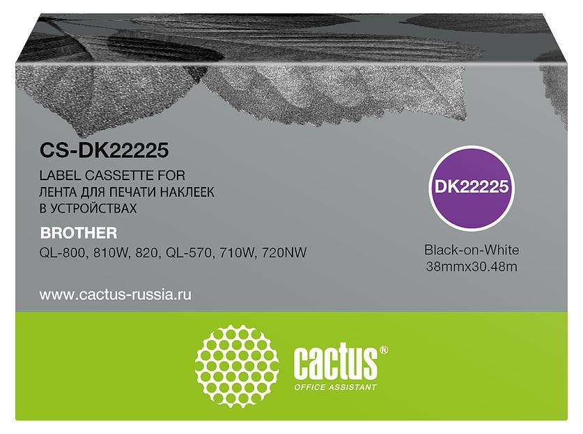 Картридж ленточный Cactus CS-DK22225 DK-22225 черный для Brother QL-800, 810W, 820, QL-570, 710W, 720NW фото 1