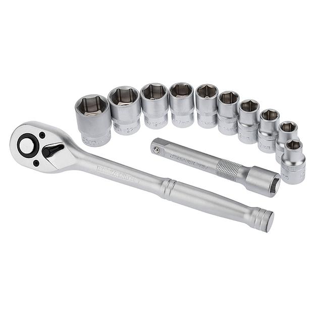 Набор торцевых головок 1/2, головки 10-24 мм, с трещоточным ключом, 12 предметов, REXANT фото 1