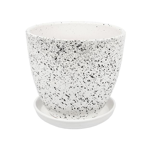 Керамический горшок Терраццо с подставкой, 2,4 л., Д175 Ш175 В158, белый фото 1