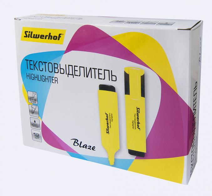 Текстовыделитель Silwerhof Blaze 108036-05 скошенный пиш. наконечник 1-5мм желтый картон фото 3