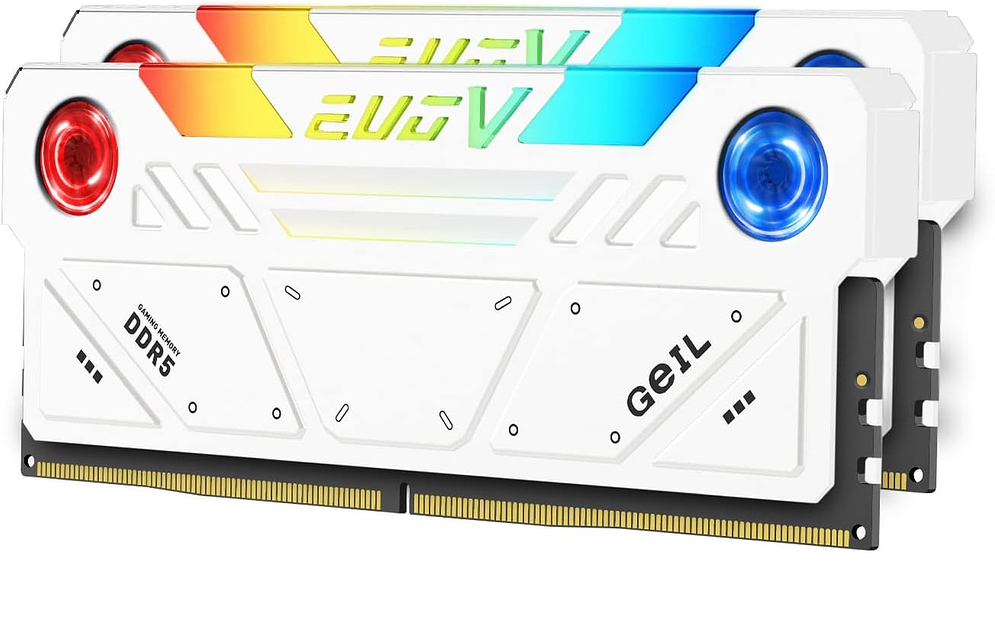Оперативная память с RGB подсветкой 32GB Kit (2x16GB) GEIL EVO V RGB 7200Mhz DDR5 White GESW532GB7200C36ADC фото 1