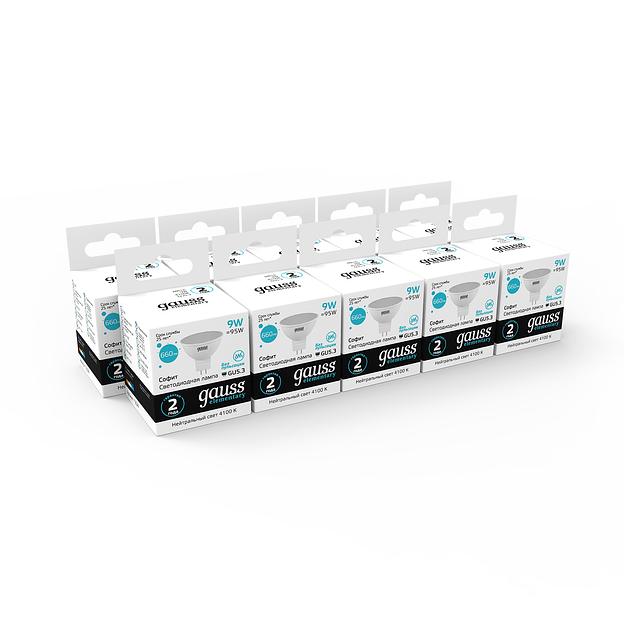 GAUSS 13529 Светодиодная лампа LED Elementary MR16 GU5.3 9W 660lm 4100K 1/10/100 0 фото 4