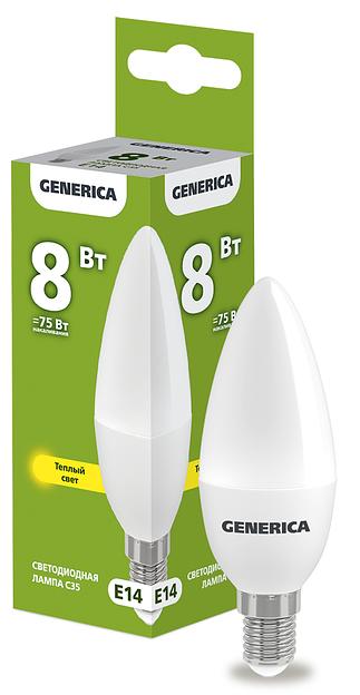 IEK LL-C35-08-230-30-E14-G Лампа LED C35 свеча 8Вт 230В 3000К E14 GENERICA фото 1