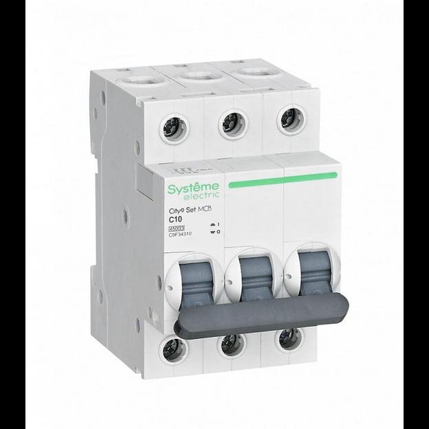 Systeme electric C9F34310 City9 Set Автоматический выключатель (АВ) С 10А 3P 4.5kA 400В фото 1