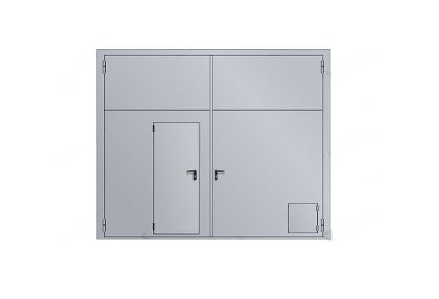 Противопожарные распашные ворота с калиткой и люком для пожарного крана фото 1