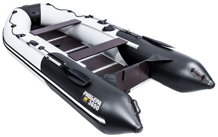 Лодка Ривьера 3600 СК Компакт, 3600*1600*460 мм., цвет: серый-черный фото 4