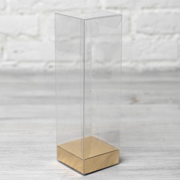 Коробка для макарон Пэт с золотым дном 8х8х25 см фото 1