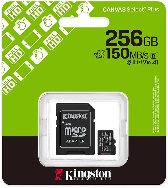 Флеш карта microSDXC 256GB Kingston SDCS3/256GB Canvas Select Plus + adapter фото 3