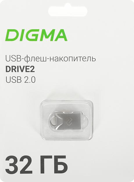 Флеш Диск Digma 32Gb DRIVE2 DGFUM032A20SR USB2.0 серебристый фото 2