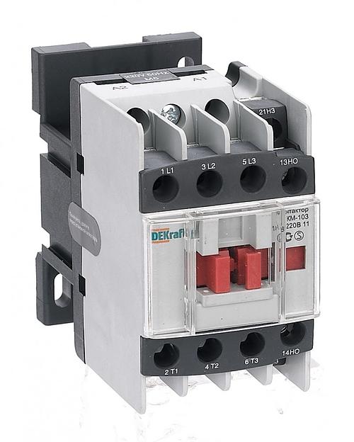Контактор 18А 220В АС3 1НО+1НЗ КМ-103 DEKraft Контактор 18А 220В АС3 1НО+1НЗ КМ-103 DEKraft фото 1