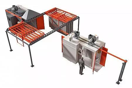 Участок порошковой окраски с одной эстакадой и 2-постовой камерой напыления фото 1