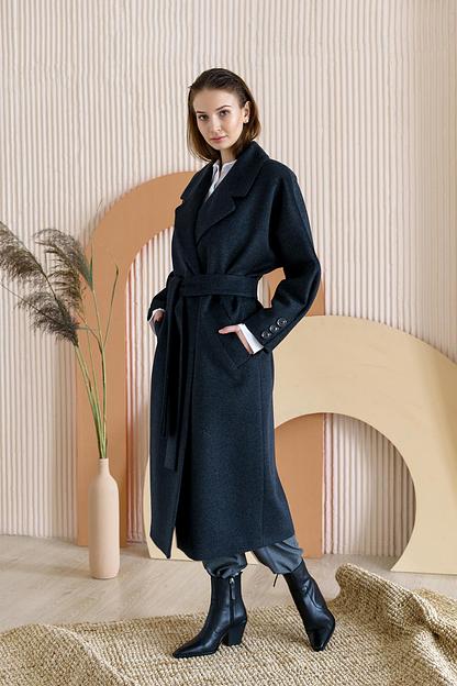 Женское демисезонное пальто Mmoda антрацит, арт.24–62 фото 6