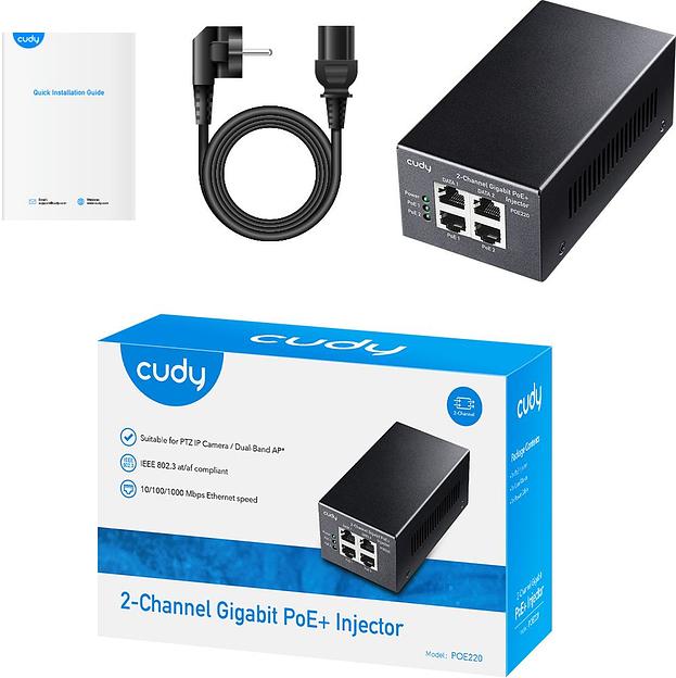 Инжектор PoE Cudy POE220 10/100/1000BASE-T 30Вт 54В(DC) фото 2