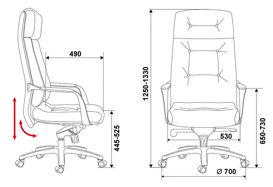 Кресло руководителя Бюрократ _DAO черный кожа крестовина алюминий фото 6