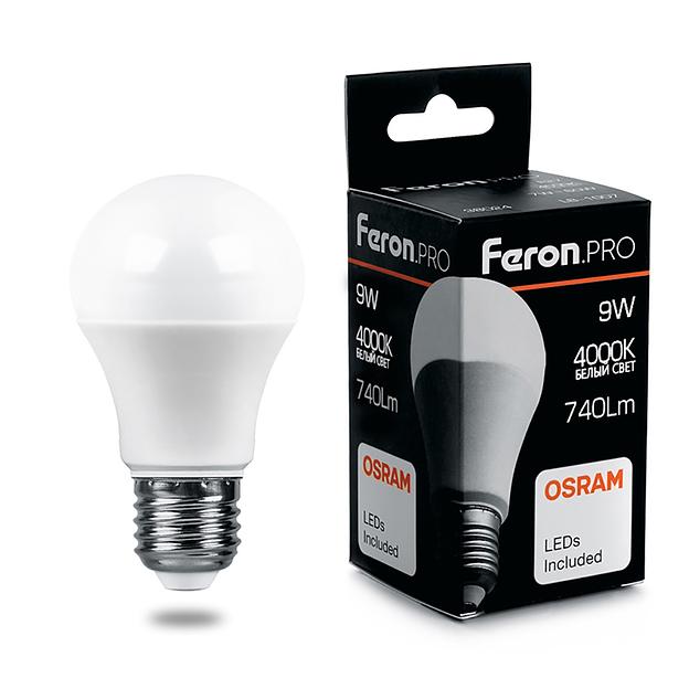 Лампа светодиодная LED 9вт Е27 белый Feron.PRO фото 1