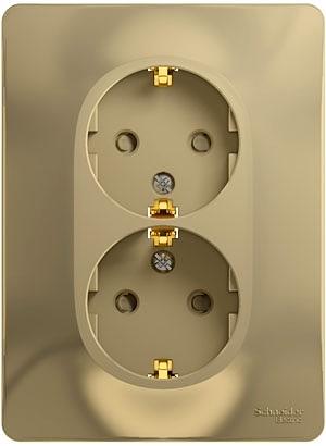 GLOSSA Розетка двойная с заземлением со шторками в сборе титан фото 3