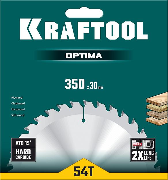KRAFTOOL Optima, 350 х 30 мм, 54Т, пильный диск по дереву (36951-350-30) фото 5