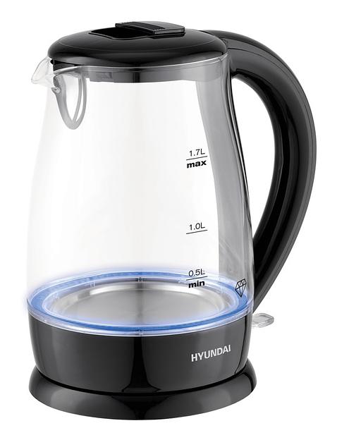 Чайник электрический Hyundai HYK-G2011 1.7л. 2200Вт черный (корпус: стекло) фото 1