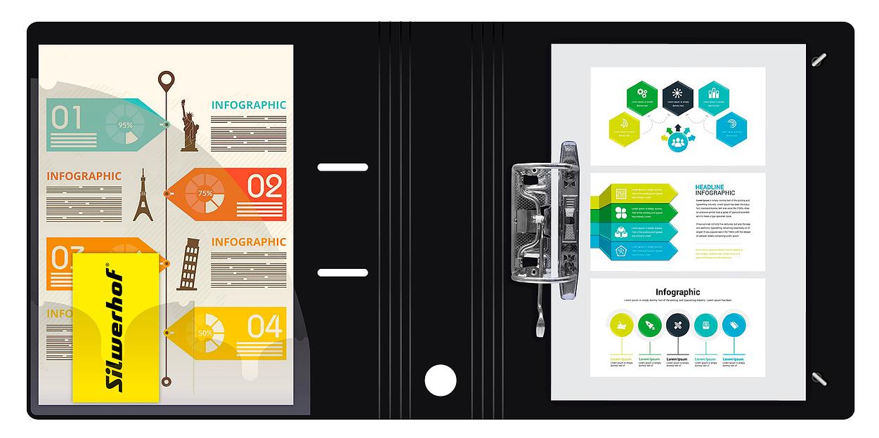 Папка-регистратор Silwerhof 355050 A4 70мм полифом черный фото 4