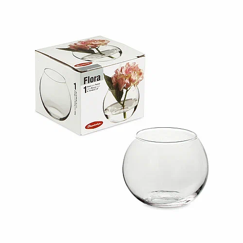 Круглая стеклянная прозрачная ваза Pasabahce «ФЛОРА» 79 мм, арт.43407 ОПТ фото 1