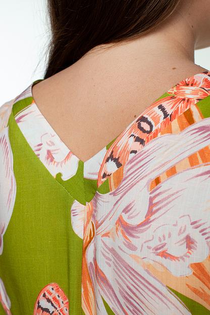 Платье штапель  6030/07/Салатовый, розовый  фото 4