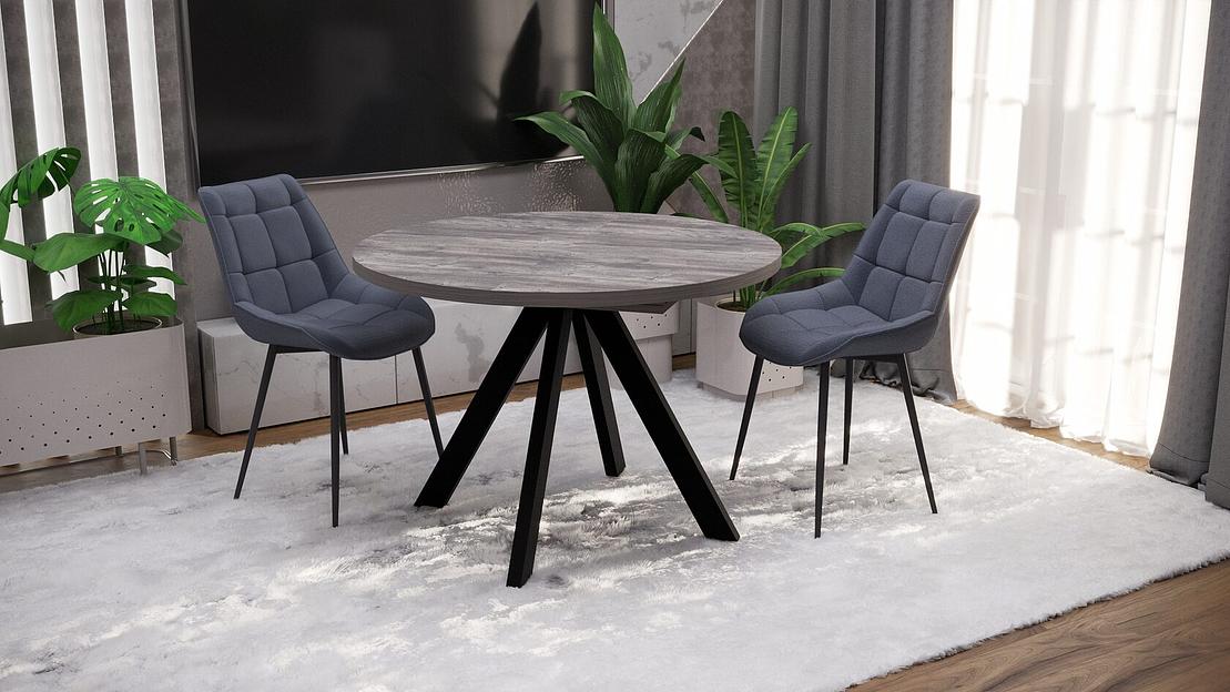 Стол Fargo 120(+40)×120×76 см чёрный металл, сосна пасадена фото 1