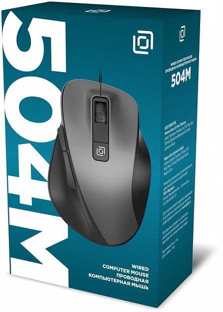 Мышь Оклик 504M черный/серый оптическая (3600dpi) silent USB (6but) фото 7