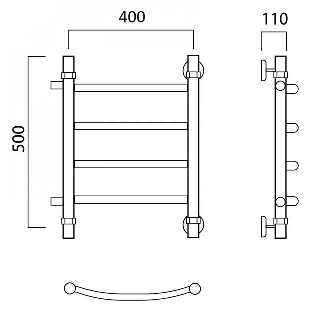 Полотенцесушитель водяной Роснерж Дуга L104001 50x40 с боковым подключением 400 фото 2