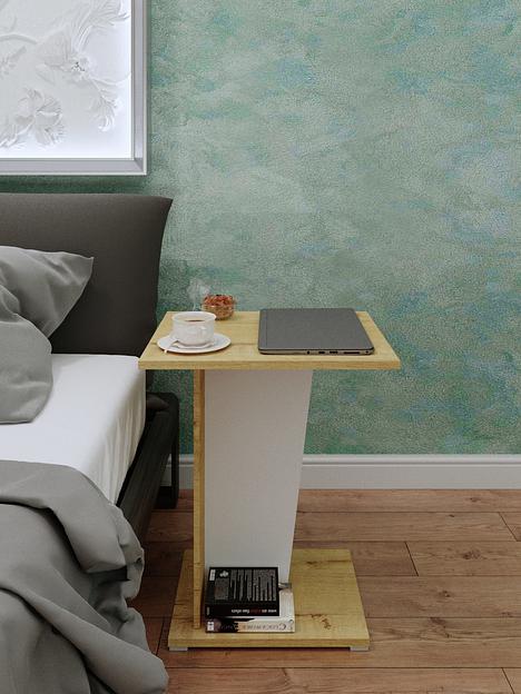 Столик журнальный Wood&Stone «Астион» белый, дуб бунратти 41.5×41.5×60 см фото 3