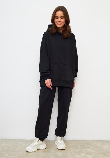 Демисезонный костюм трехнитка оверсайз черный фото 1