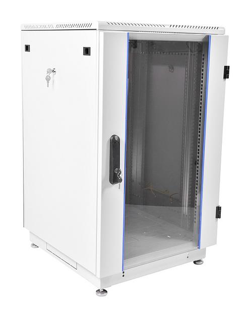 Шкаф коммутационный ЦМО ШТК-М-18.6.6-1ААА-9005 18U 600x600мм пер.дв.стекл задн.дв.стал.лист 2 бок.пан. направл.под закл.гайки 270кг черный фото 1