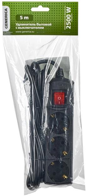 Сетевой удлинитель IEK GENERICA У03В 5м (3 розетки) черный (пакет ПЭ) фото 2