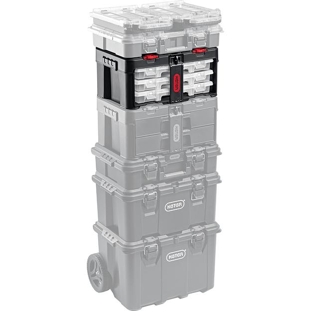 KETER STACKNROLL, 481 х 332 х 233 мм, (19″), пластиковый ящик с 3 органайзерами и 18 ячейками (38406) фото 7