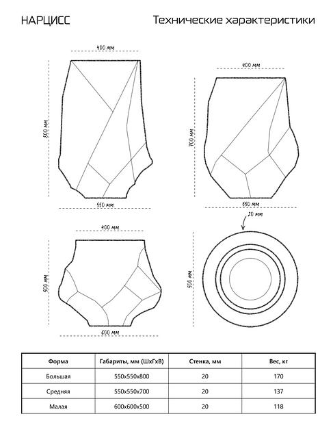 Цветочный вазон СтаркБет «Нарцисс большой» 55 л ОПТ фото 3