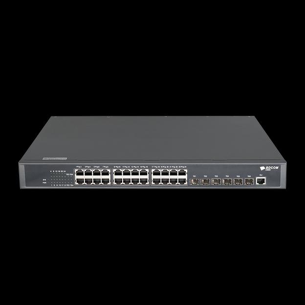 Управляемый коммутатор уровня 3 BDCOM S3900-24T6X, 24x 10/100/1000Base-T, 6x 1/10GE SFP+, Hot Swap БП 1, в комплекте 1x PSU ~220VAC фото 1
