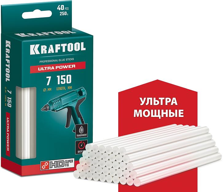 KRAFTOOL Ultra Power, 7 х 150 мм, 40 шт, прозрачные, ультрамощные клеевые стержни (06837-40) фото 1