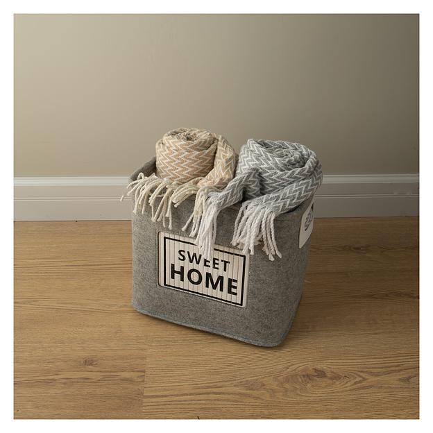 Корзина прямоугольная войлочная TODI S 33х28 см, светло-серый, арт.800-043 ОПТ фото 2